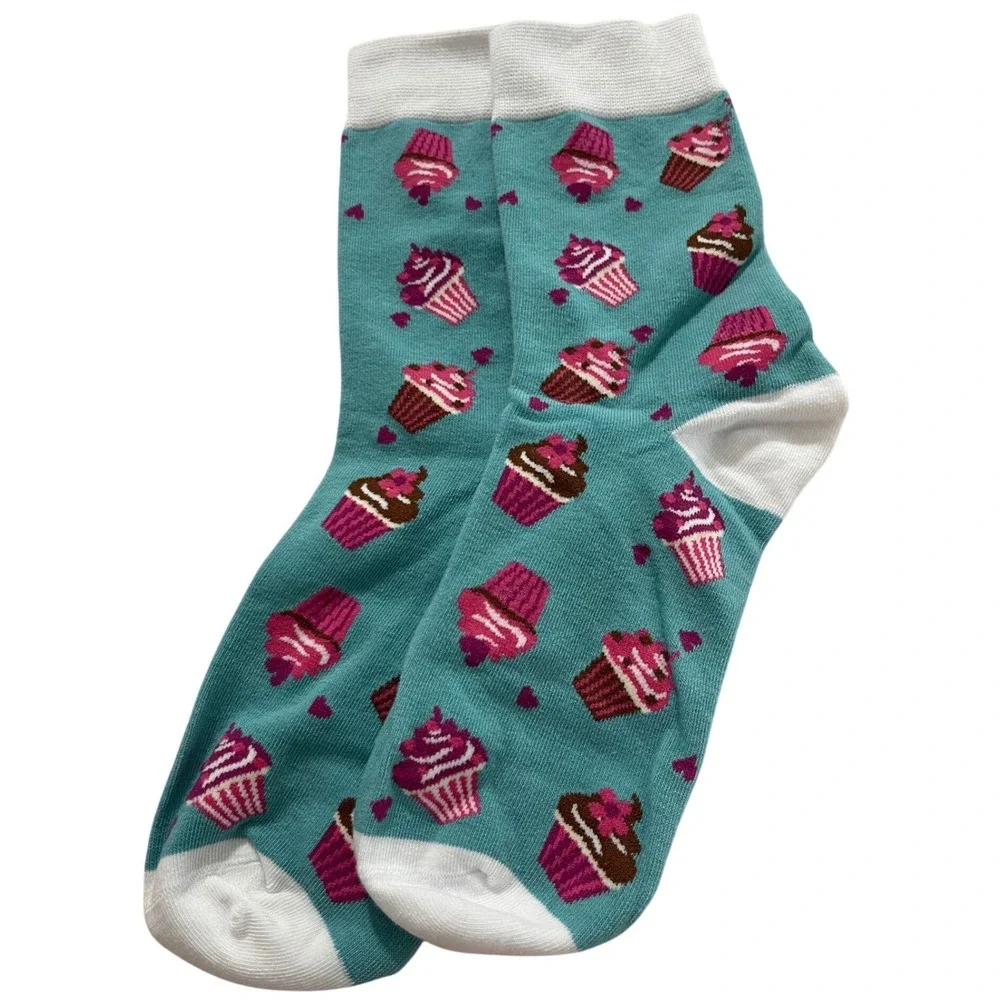 8 Pair Colorful Food Crew Socks Bundle Novelty Sushi Apple Donut Cupcake NEW